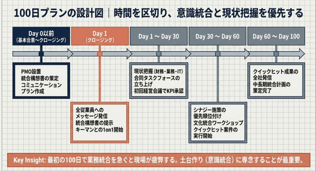 100日プランの全体像|成功要因を実装するロードマップ