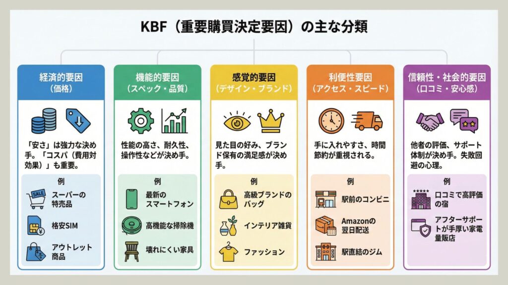 KBFの主な分類-価格・品質・デザインなど、よくあるKBFの種類を分類して説明する-